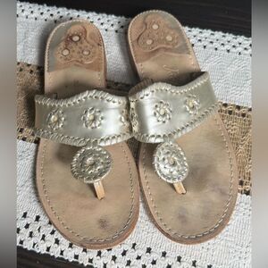 Jack Rogers Platinum Gold Slide Sandal
